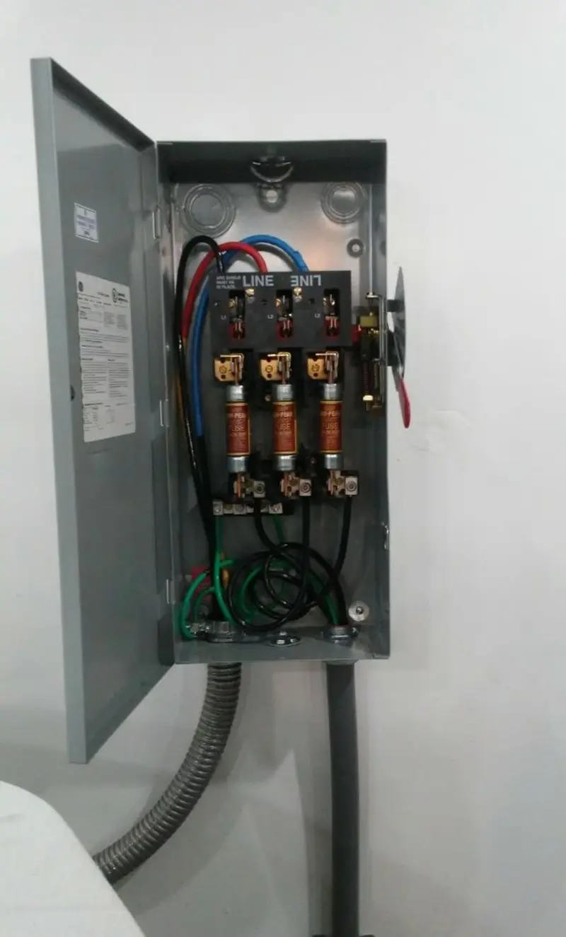 Three-phase disconnect switch installed for Electrical Wiring & Rewiring in Starkey